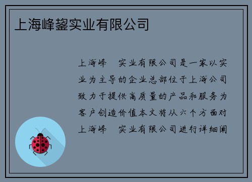 上海峰鋆实业有限公司