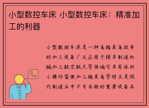 小型数控车床 小型数控车床：精准加工的利器